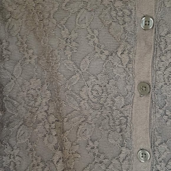 Grey Lace Overlay Cardigan - Picture 2 of 3